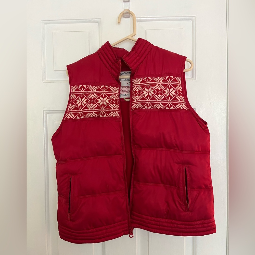 Old Navy red puffer vest